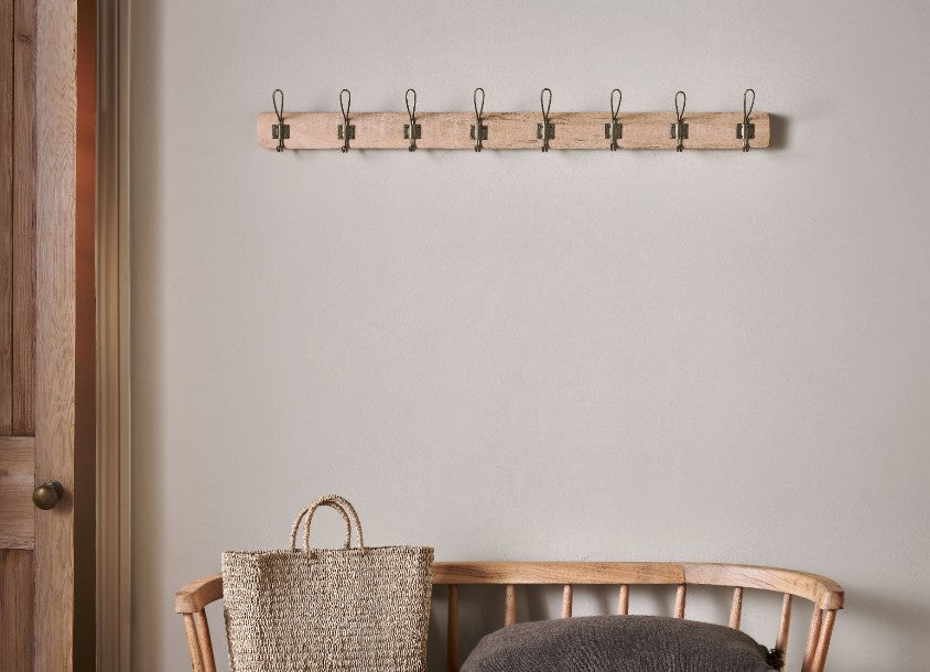 Ankita Mango Wood & Iron Hooks - Natural & Antique Brass - Large
