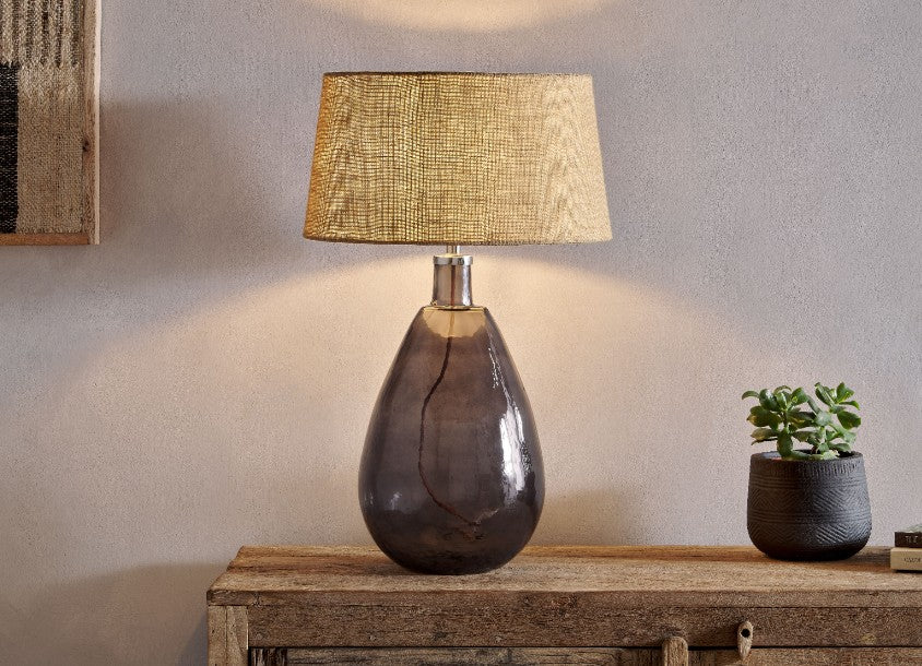 Baba Recycled Glass Table Lamp - Smoke