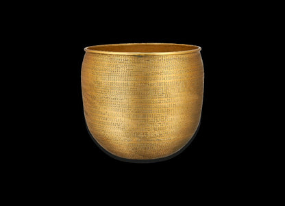 Tembesi Etched Planter - Antique Brass