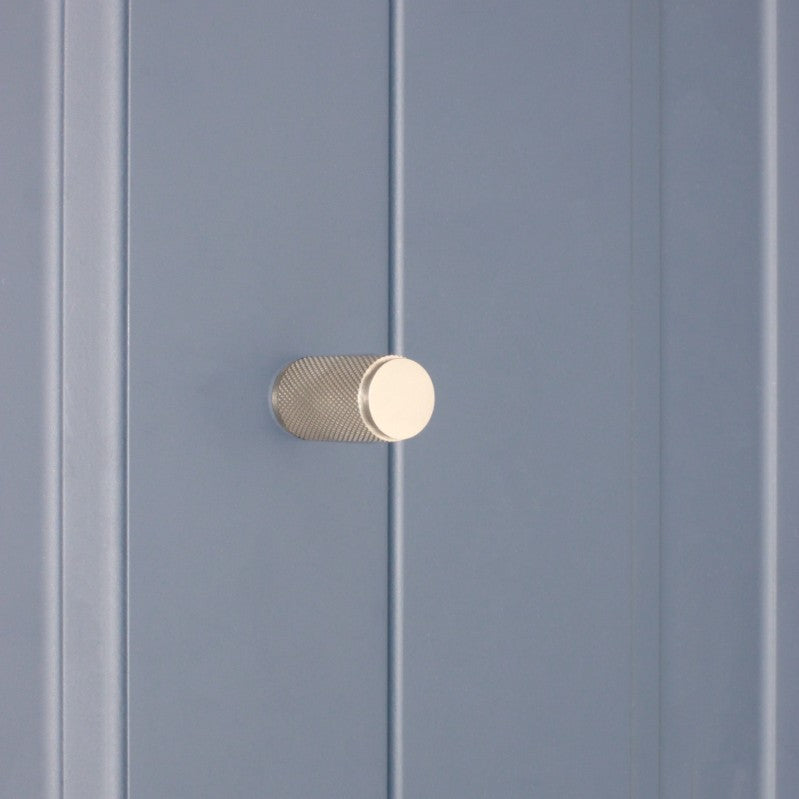 Knurled Cylinder Cupboard Pull Satin Silver Home Decor