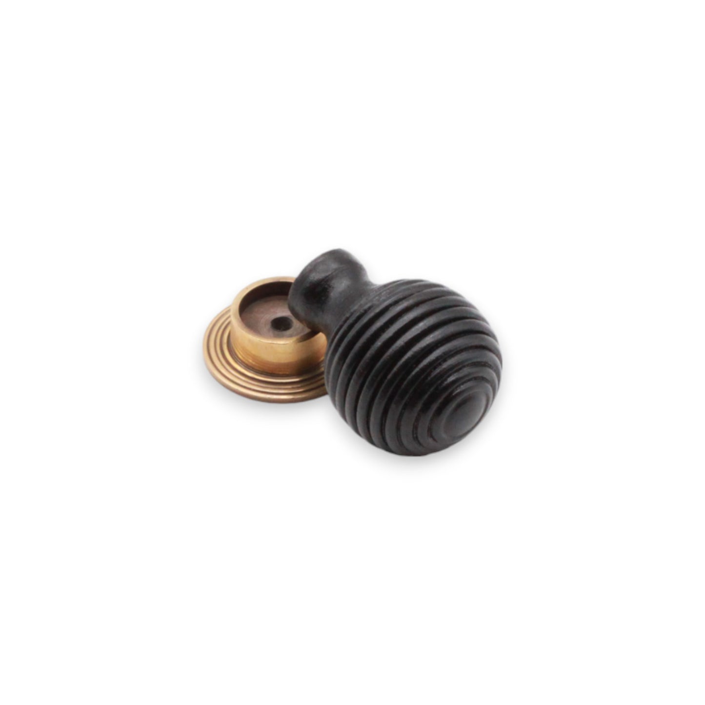 Ebonised Preston Large Cupboard Knob Aged Brass