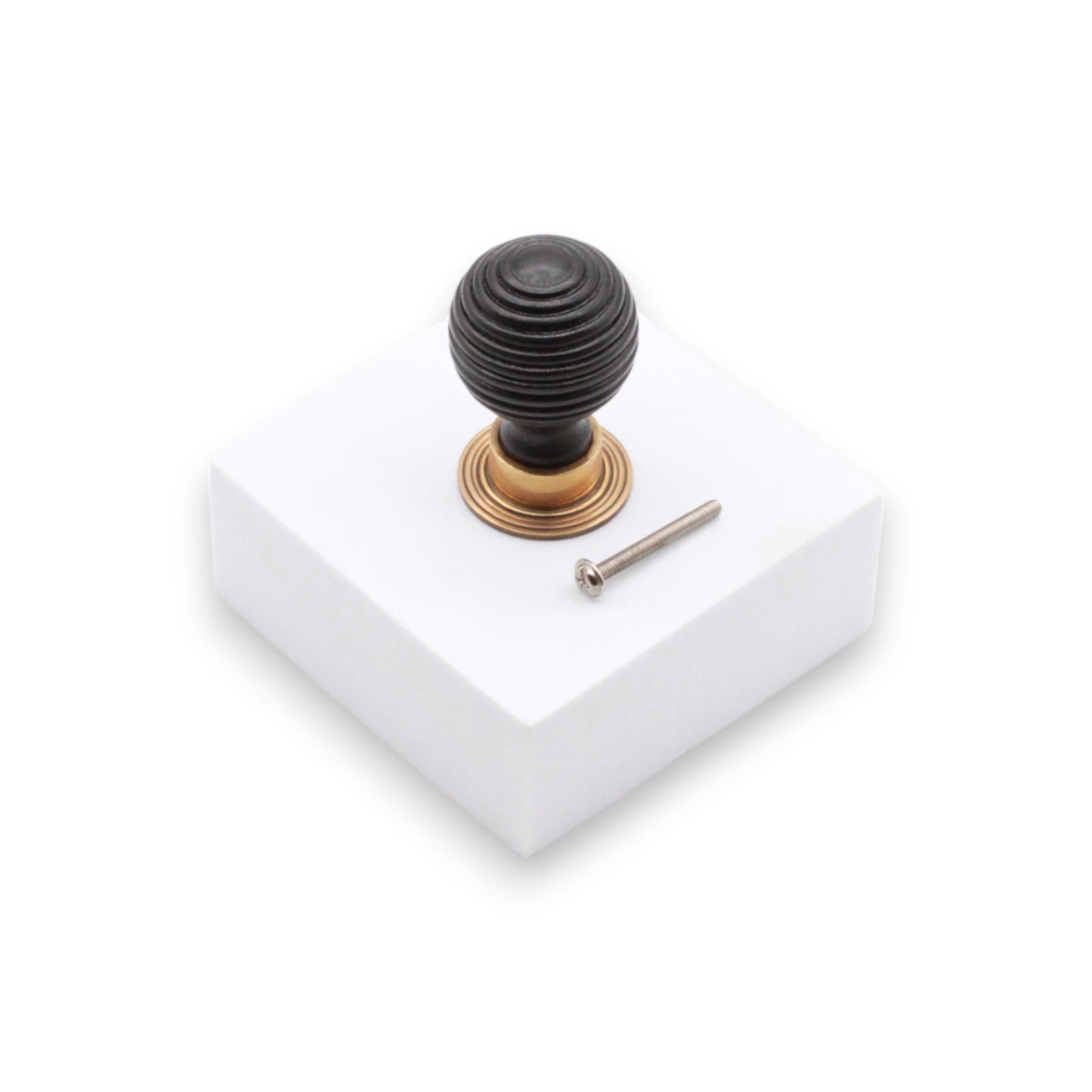 Ebonised Preston Large Cupboard Knob Aged Brass