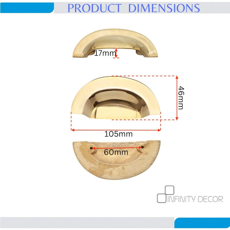Slim Cup Handle Large Polished Brass Unlacquered