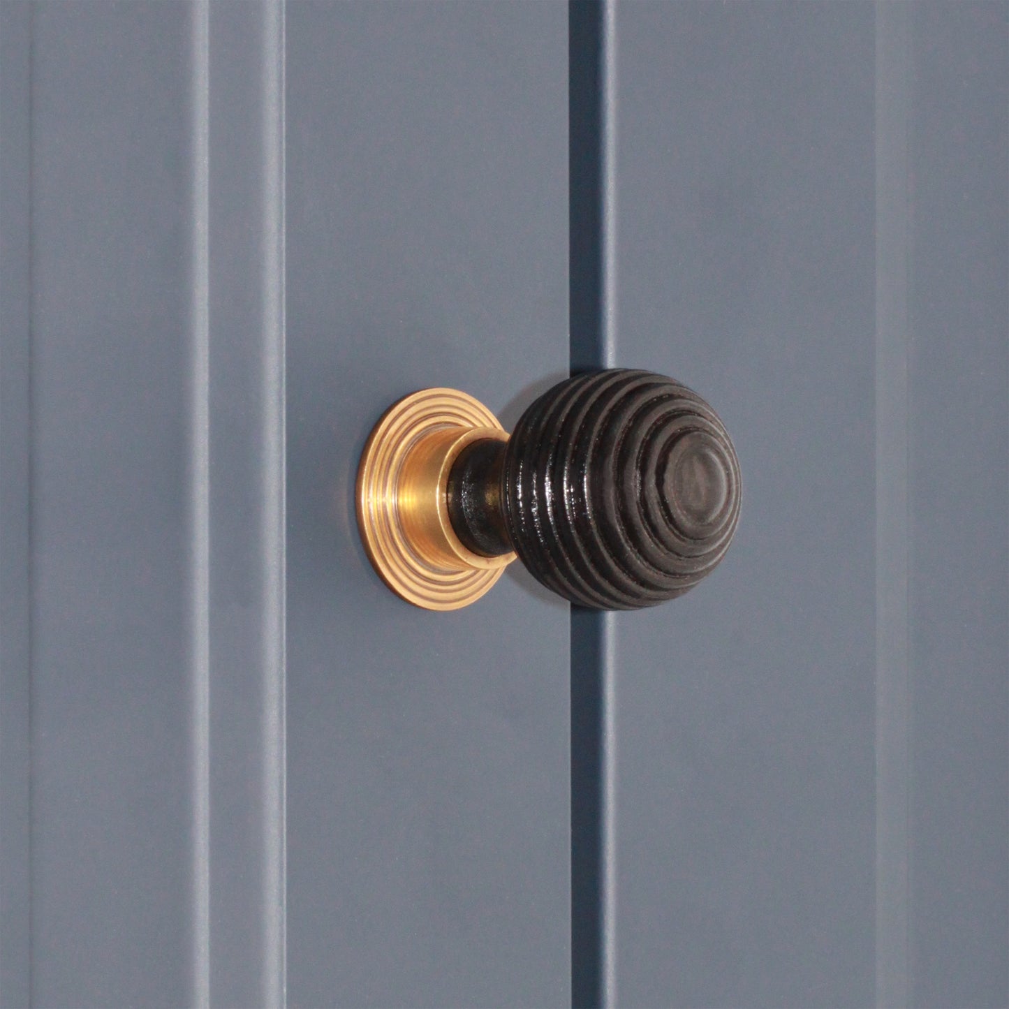 Ebonised Preston Large Cupboard Knob Aged Brass