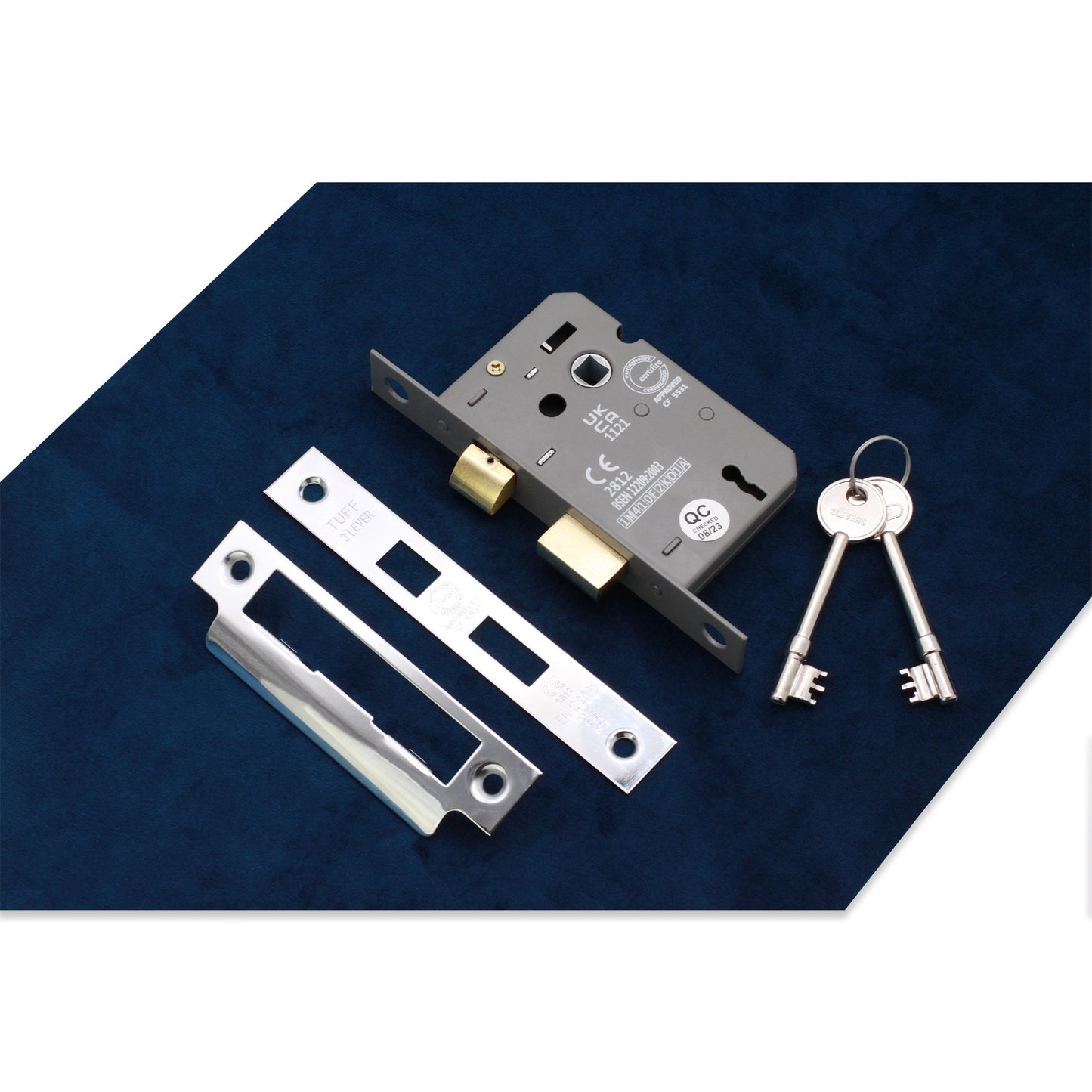2.5" CE 3 Lever Mortice Sash Lock FD60 - Polished Chrome