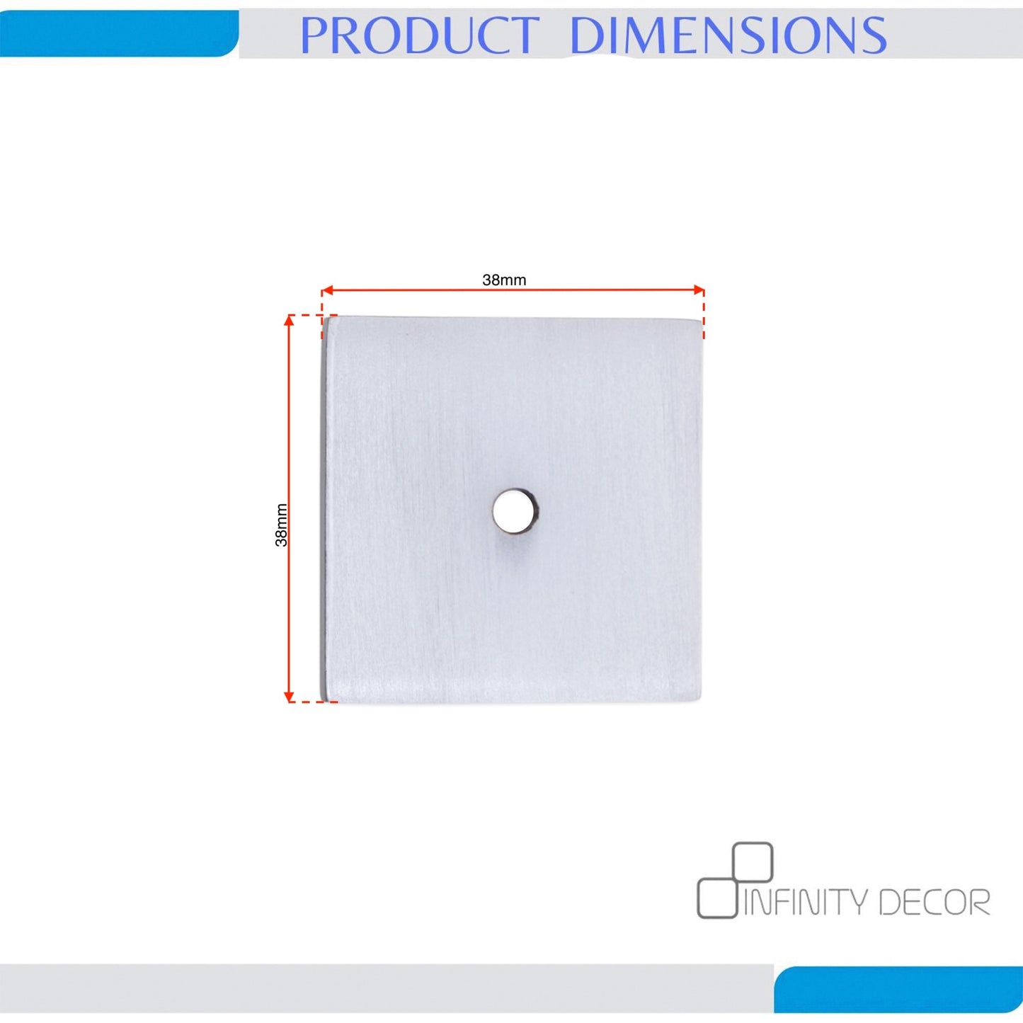Square Backplate for Cupboard Knobs Satin Chrome