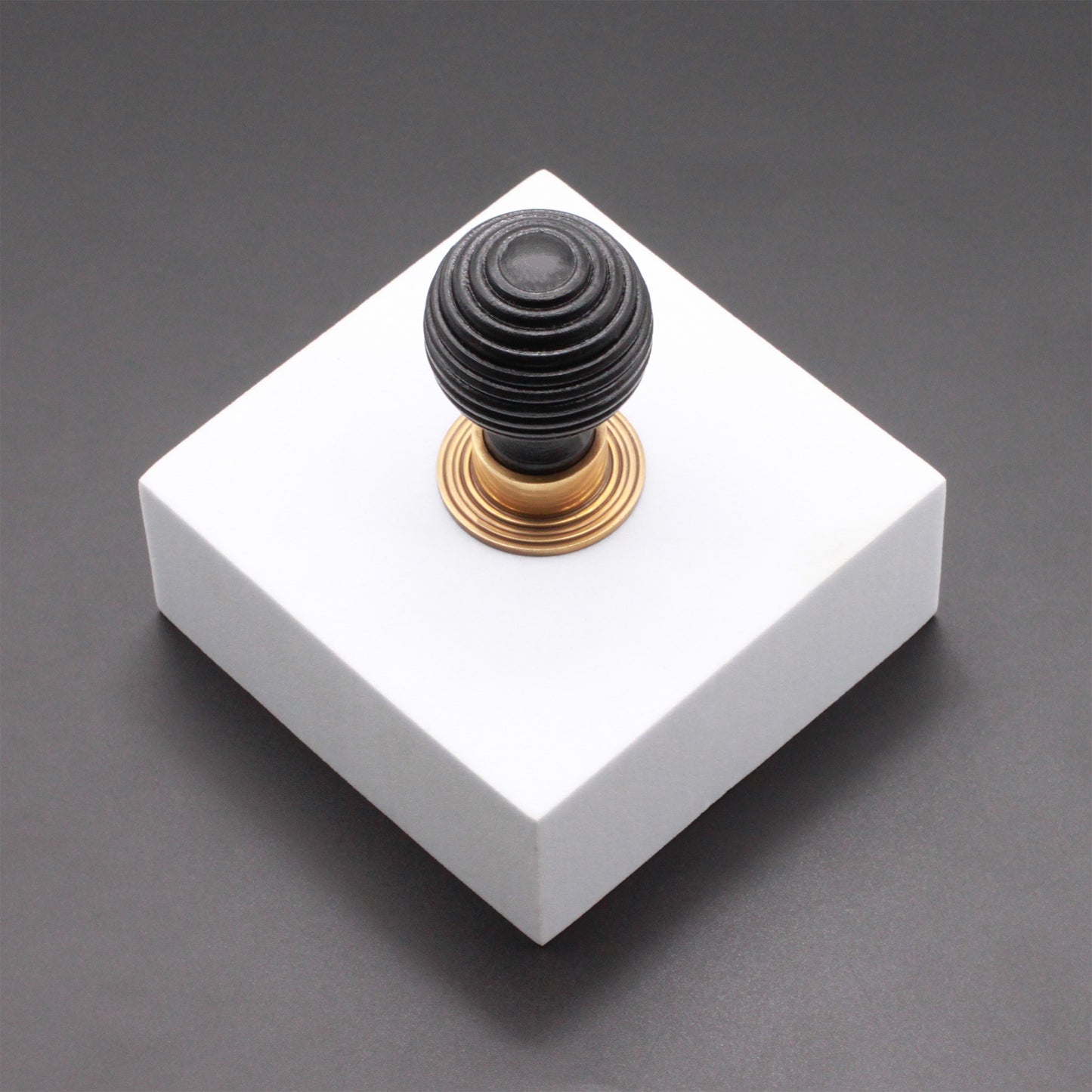 Ebonised Preston Large Cupboard Knob Aged Brass