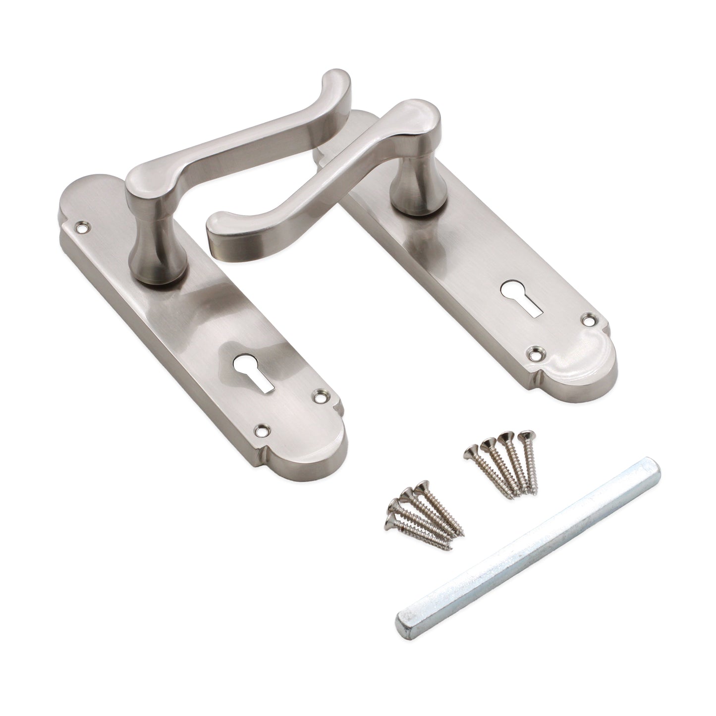 Satin Nickel Lever on Backplate Lock Door Handle Home Decor