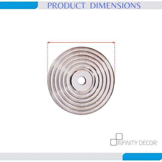 Reeded Round Backplate for Cupboard Knobs Polished Nickel