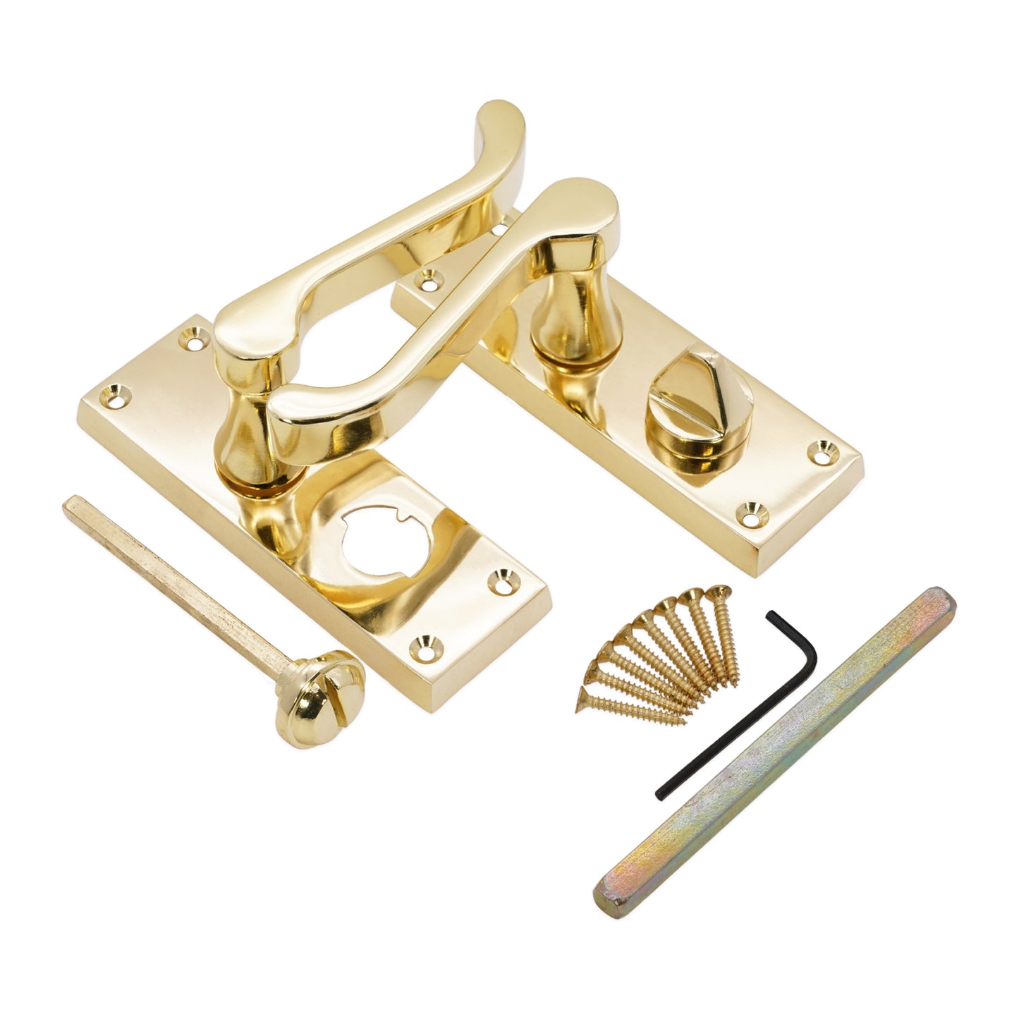 Polished Brass Victorian Scroll Privacy Lever Handle Home Decor