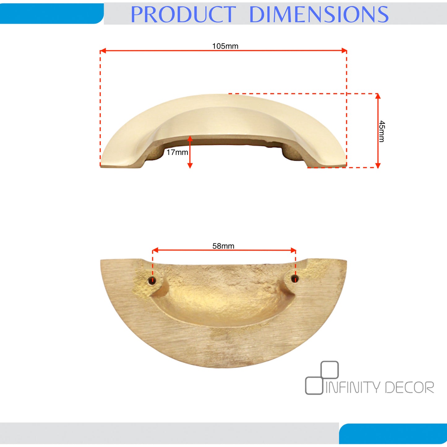 Slim Cup Handle Large Satin Brass