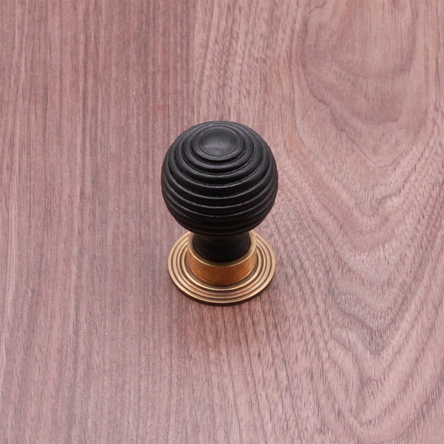 Ebonised Preston Large Cupboard Knob Aged Brass