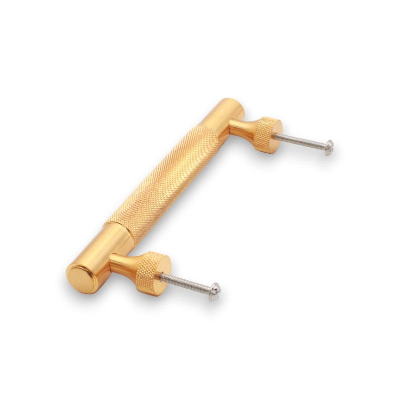 Gerändelte Stangengriffe, klein, satiniertes Messing
