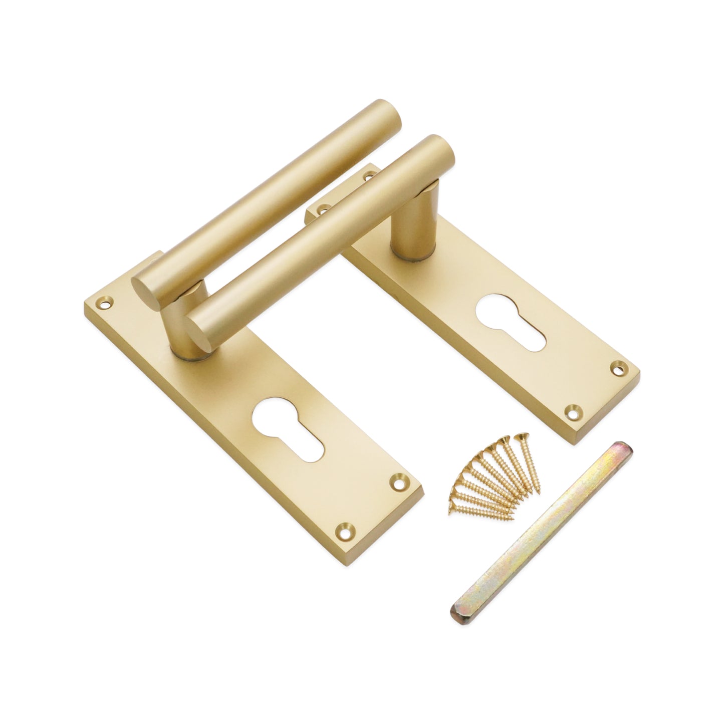 Satin Brass Lever on Backplate Euro Home Decor