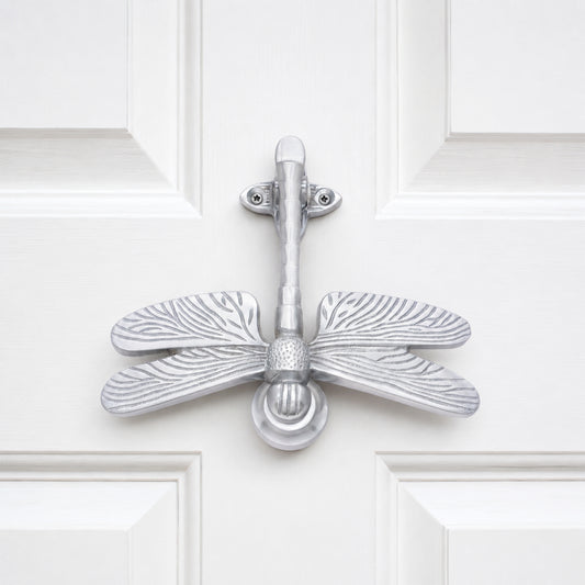 Heurtoir de porte libellule chrome satiné