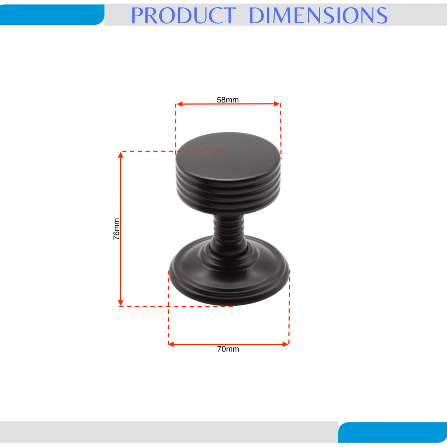 Oxford Mortice Door Knob Matt Black
