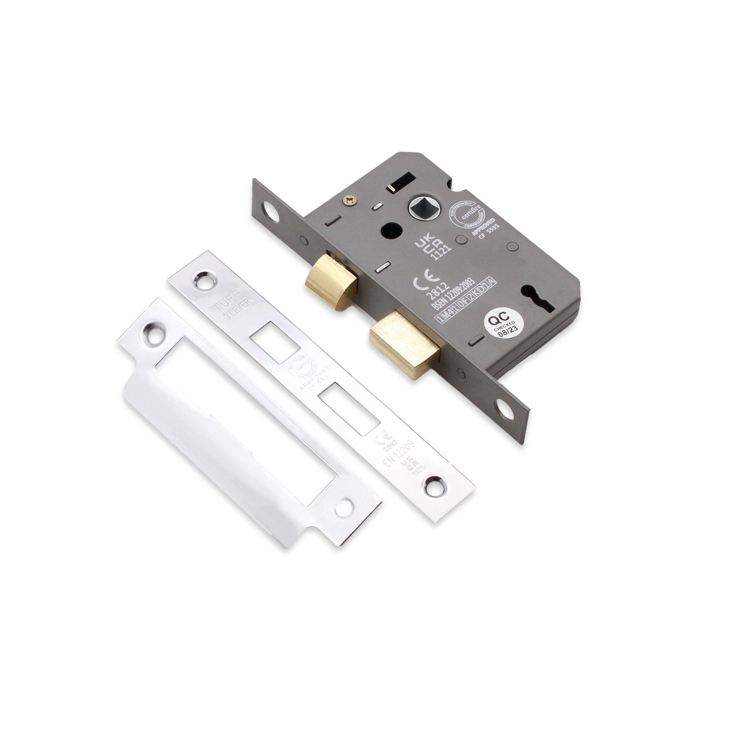 2.5" CE 3 Lever Mortice Sash Lock FD60 - Polished Chrome