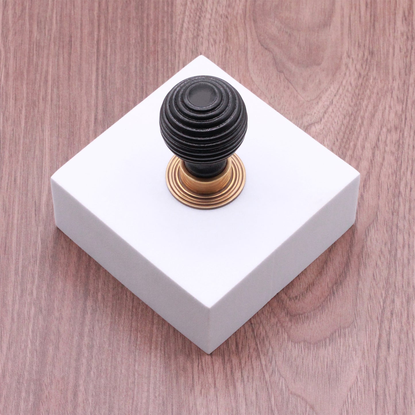 Ebonised Preston Large Cupboard Knob Aged Brass