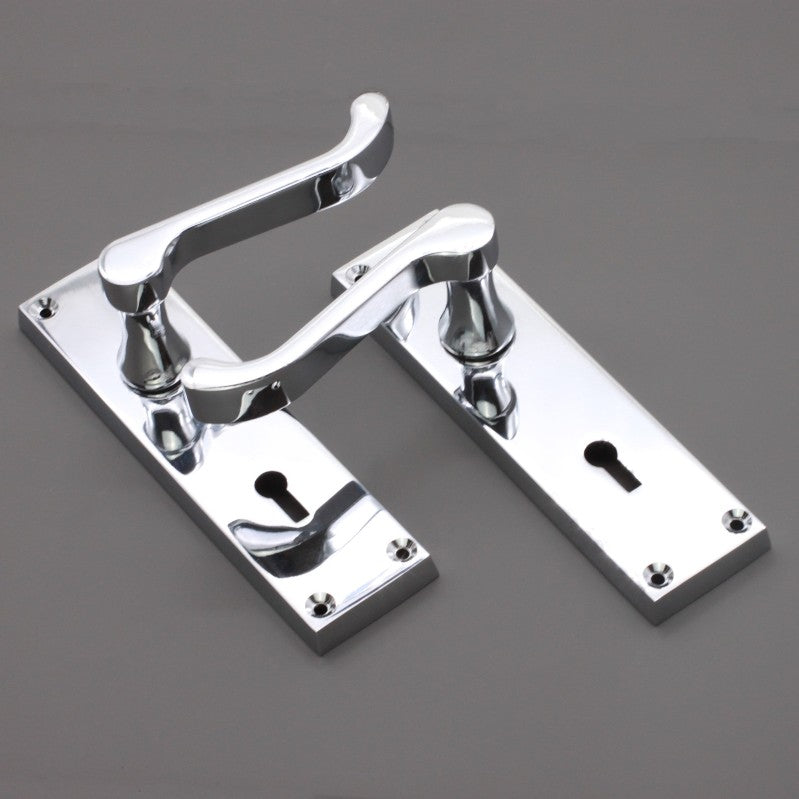 Victorian Scroll Lock Lever Handle 150mm Polished Chrome