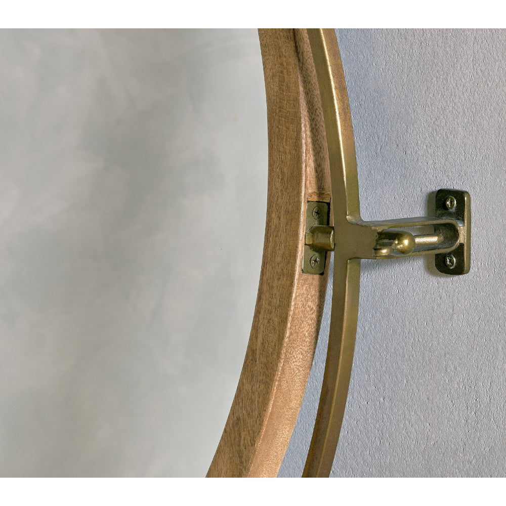 Parutti Mango Wood & Iron Round Swivel Mirror - Natural