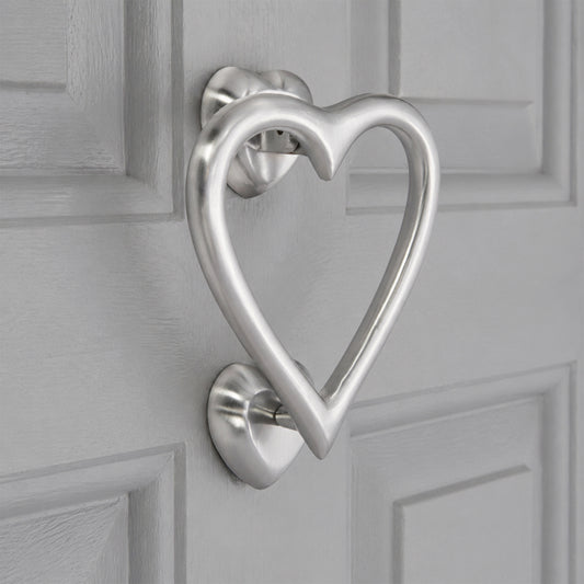 Heurtoir de porte coeur chrome satiné