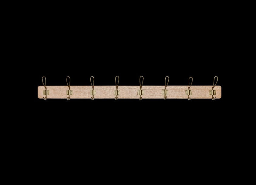 Ankita Mango Wood & Iron Hooks - Natural & Antique Brass - Large
