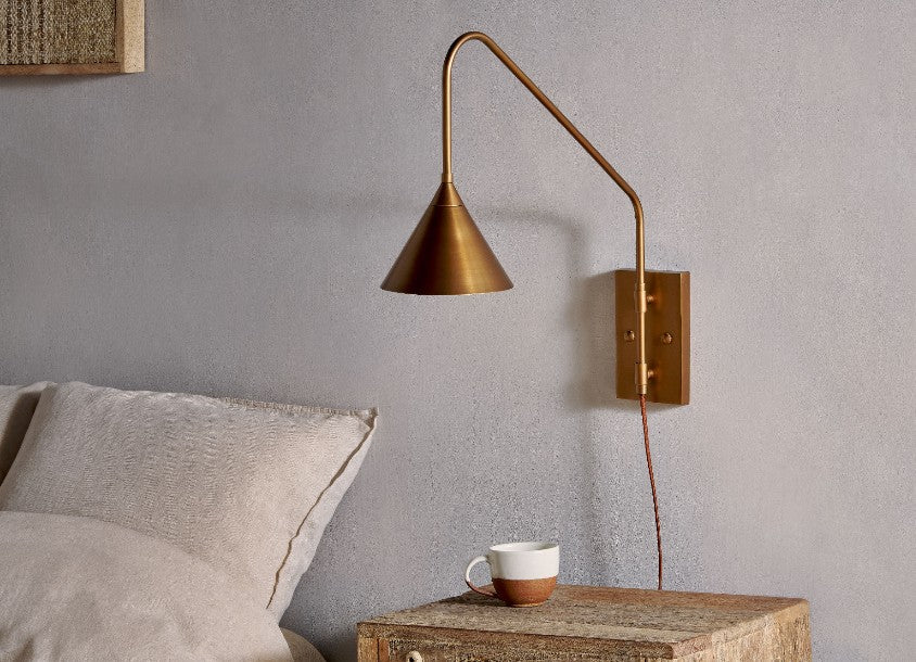 Antique Brass Swing Arm Wall Lamp Home Deco