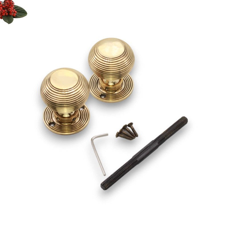 Beehive 50mm Rim/Mortice Door Knob Aged Brass