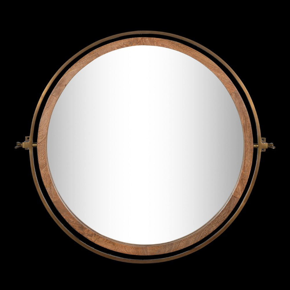 Parutti Mango Wood & Iron Round Swivel Mirror - Natural