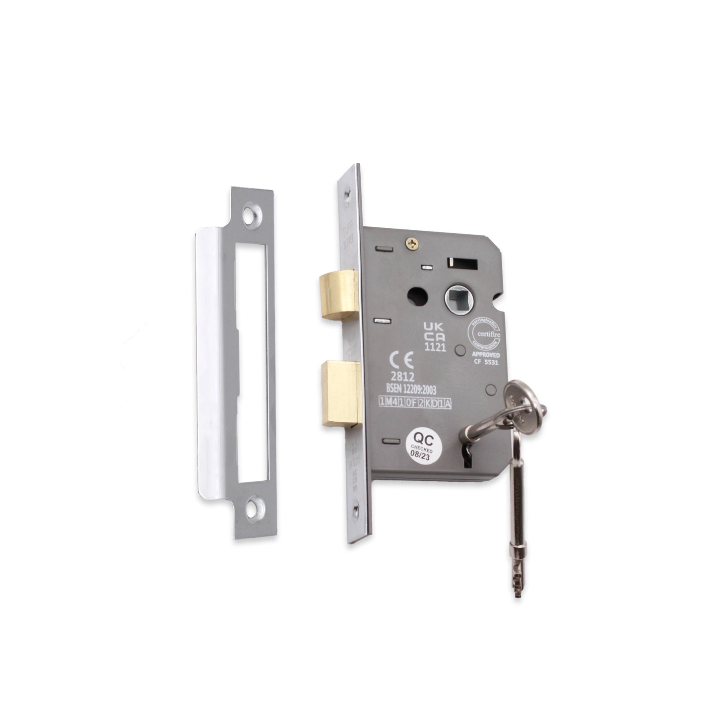 2.5" CE 3 Lever Mortice Sash Lock FD60 - Polished Chrome