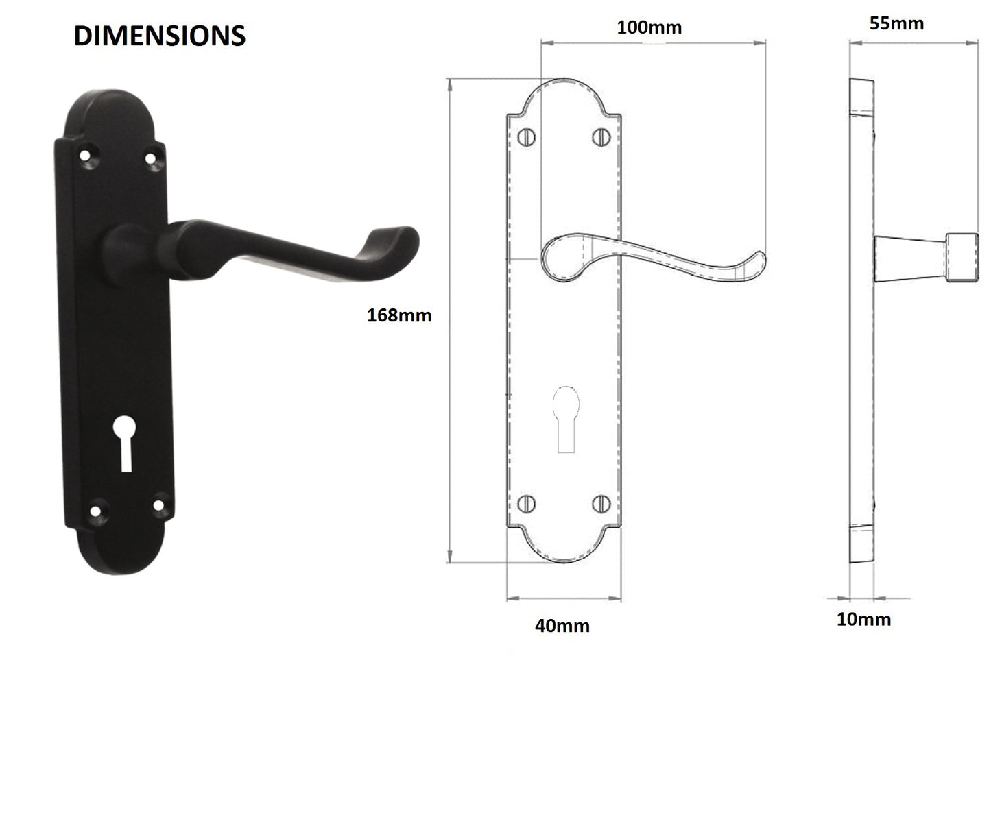 Matt Black Lever on Backplate Lock Door Handle Home Decor