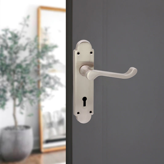 Oakley Lever on Backplate Lock Pack Satin Nickel