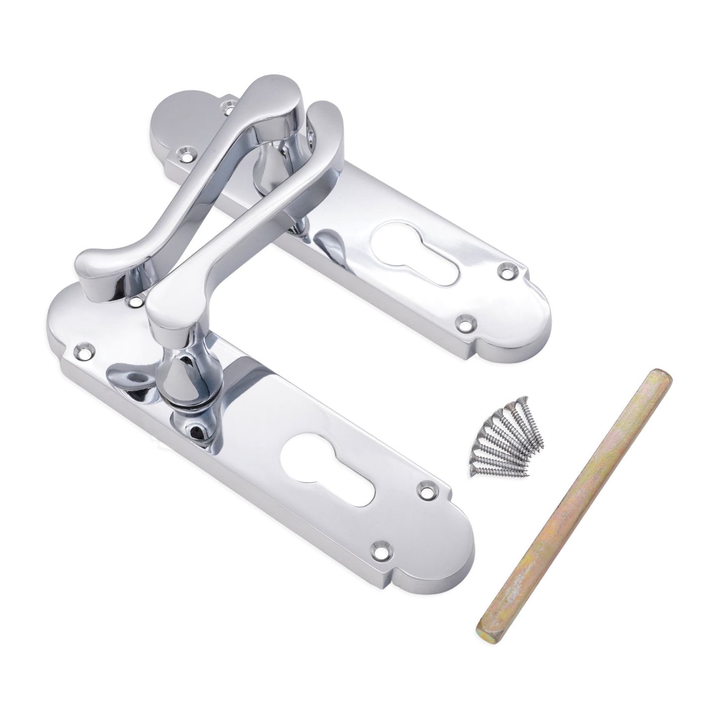Polished Chrome Lever on Backplate Euro Home Decor