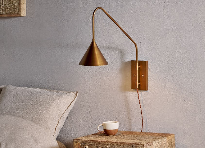 Antique Brass Swing Arm Wall Lamp Home Decor