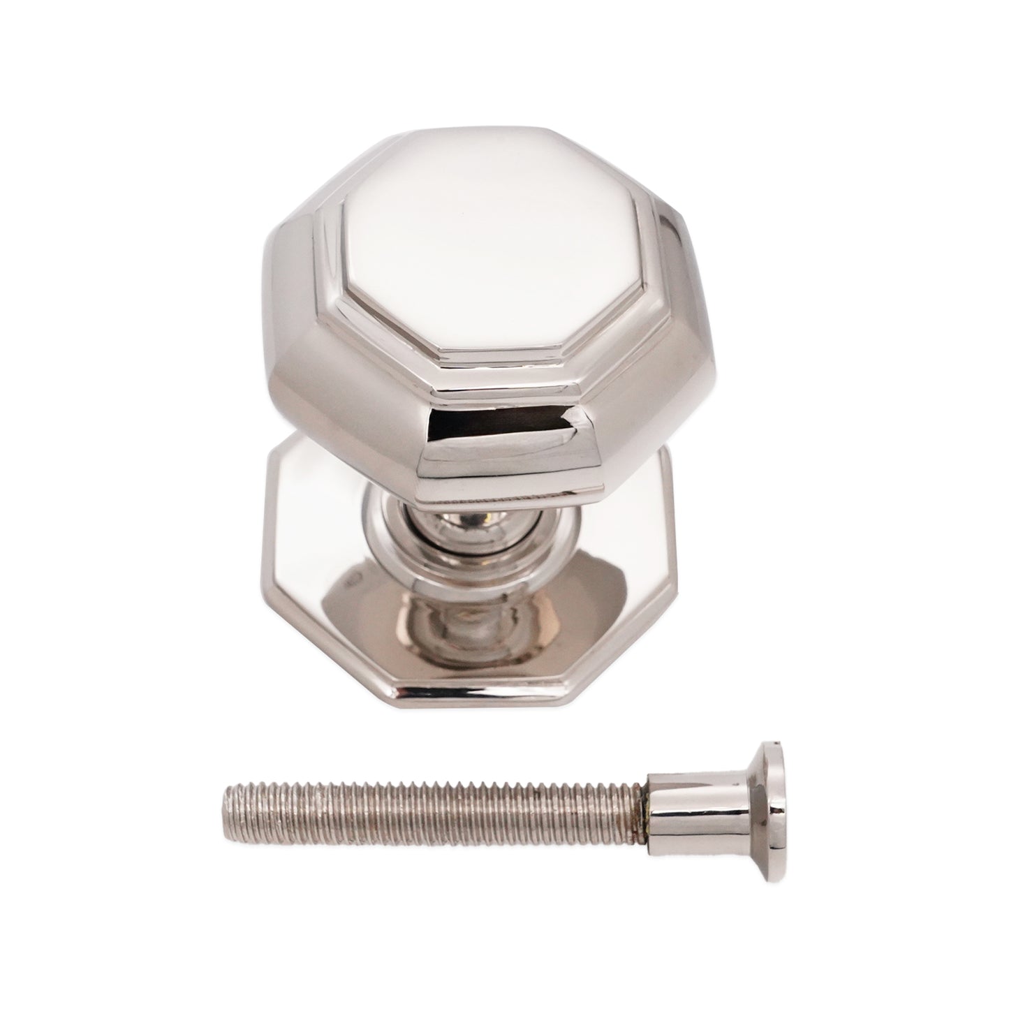 Octagonal Centre Door Knob Polished Nickel Home Decor