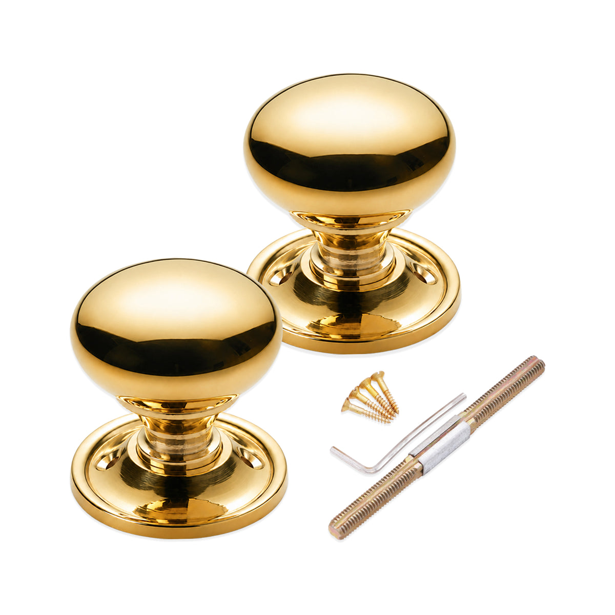 Polished Brass Cottage Small 40mm Rim/Mortice Door Knob Home Decor