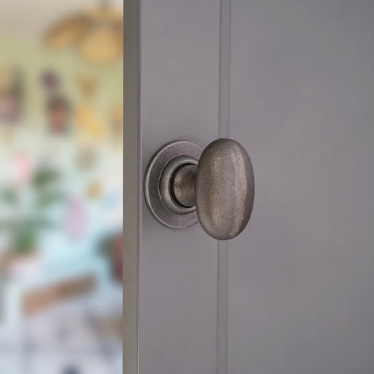 Iron Oval Mortice/Rim Door Knob Pewter