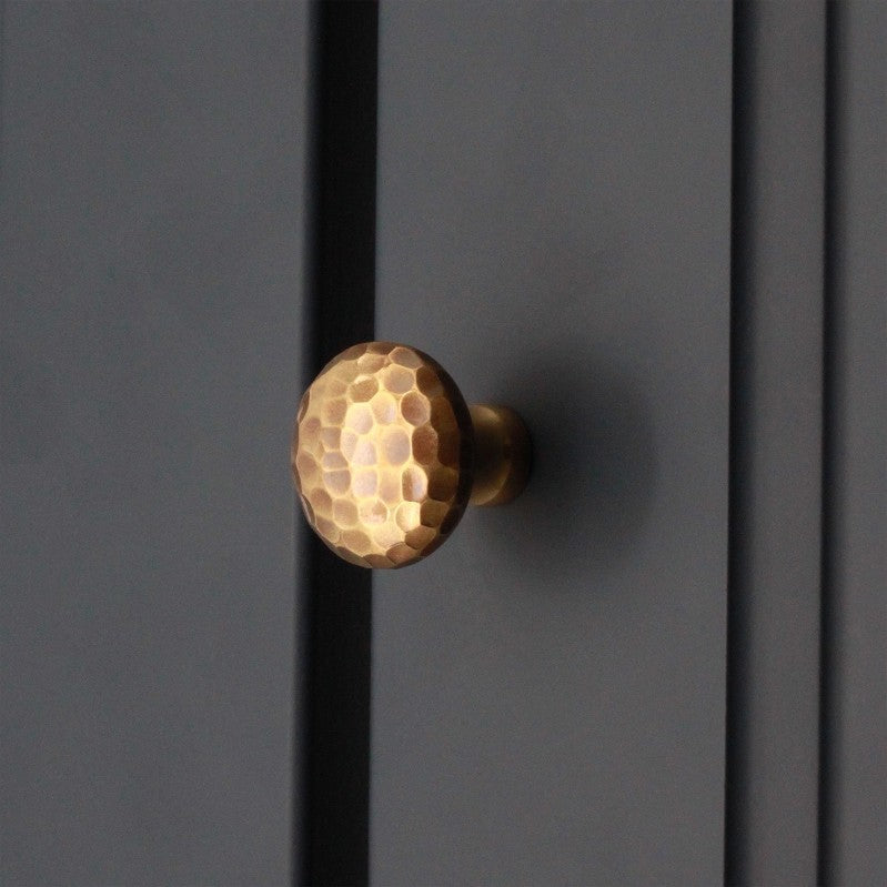 Hammered Mushroom Cupboard Knob Aged Brass Home Decor