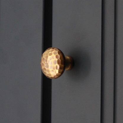 Hammered Mushroom 32mm Cupboard Knob Aged Brass