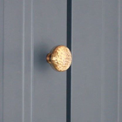 Hammered Mushroom 38mm Cupboard Knob Aged Brass
