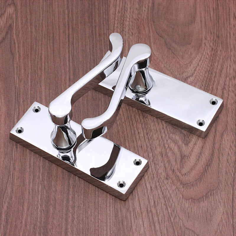 Victorian Scroll Latch Lever Handle 115mm Polished Chrome