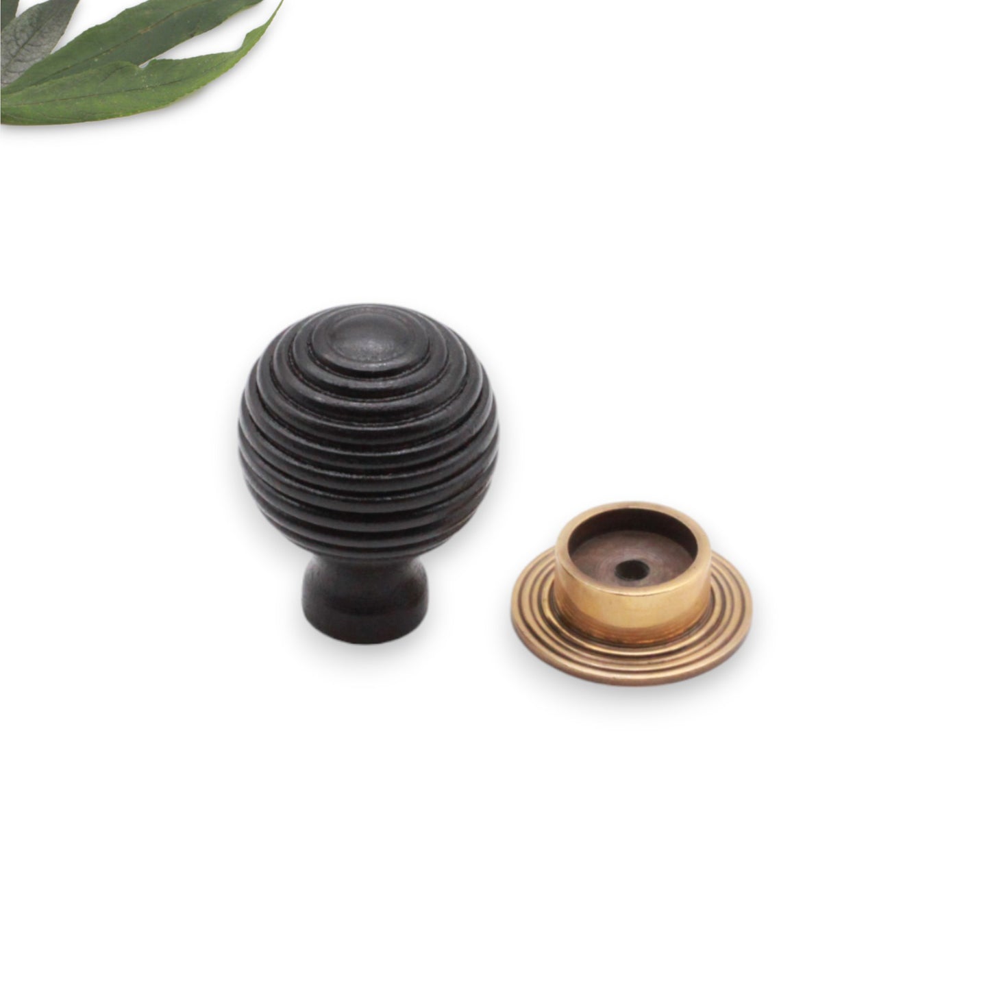 Ebonised Preston Large Cupboard Knob Aged Brass