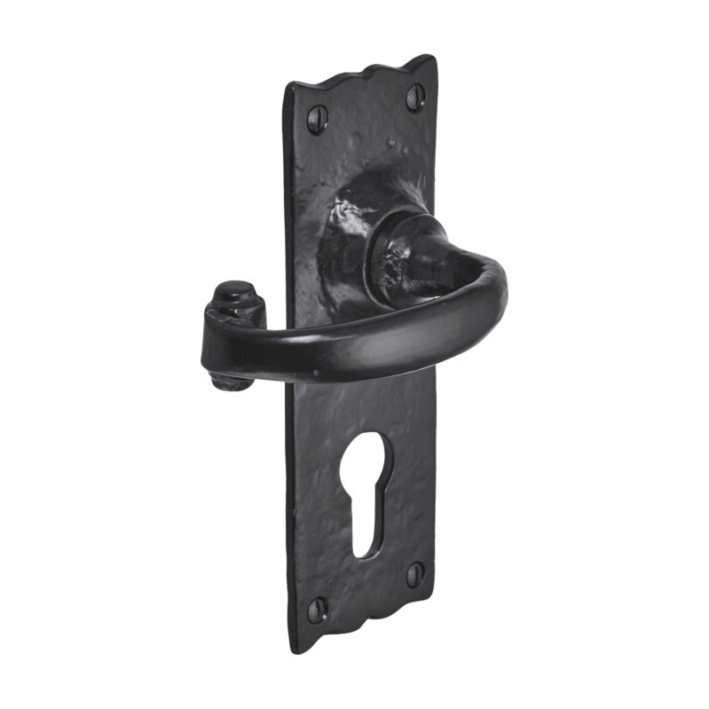 Black Lever Euro Cylinder Door Handles Home Decor
