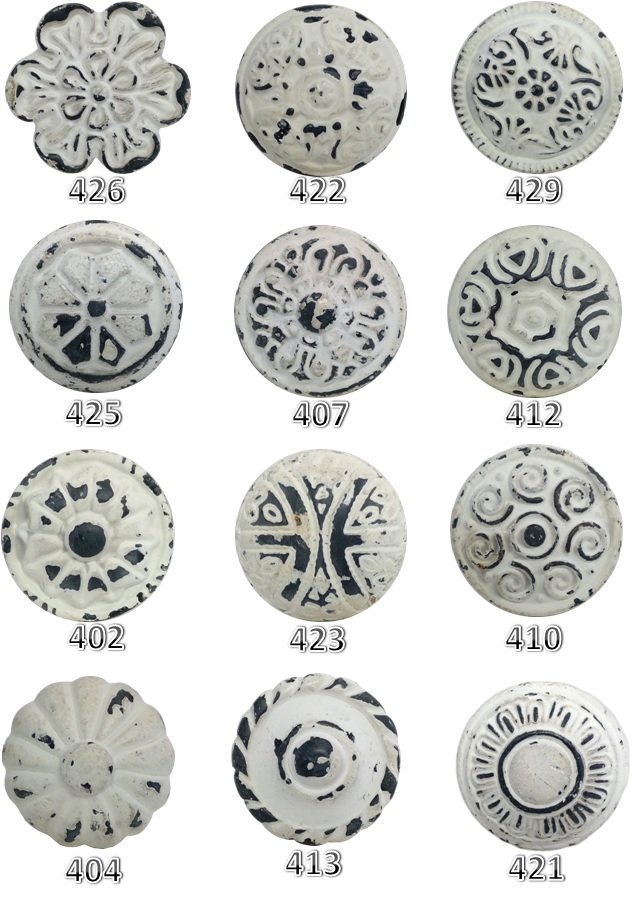 Poignées d'armoire en fonte blanche de conception ronde