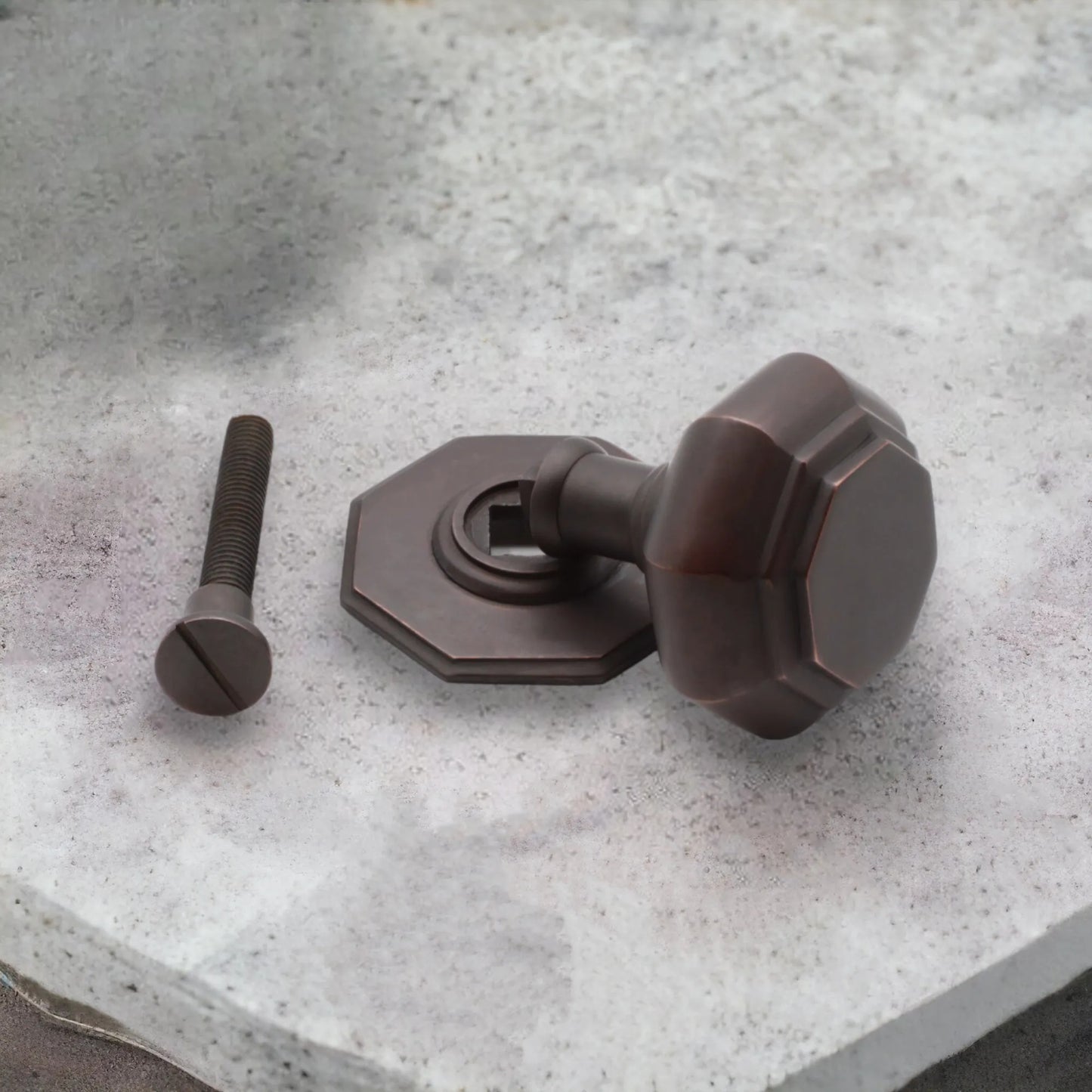 Octagonal Centre Door Knob Aged Bronze Home Decor