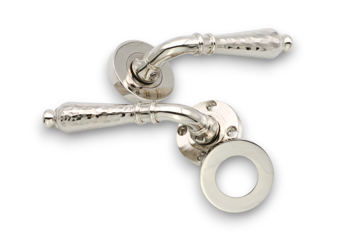 Levier noisette martelé sur nickel poli rose