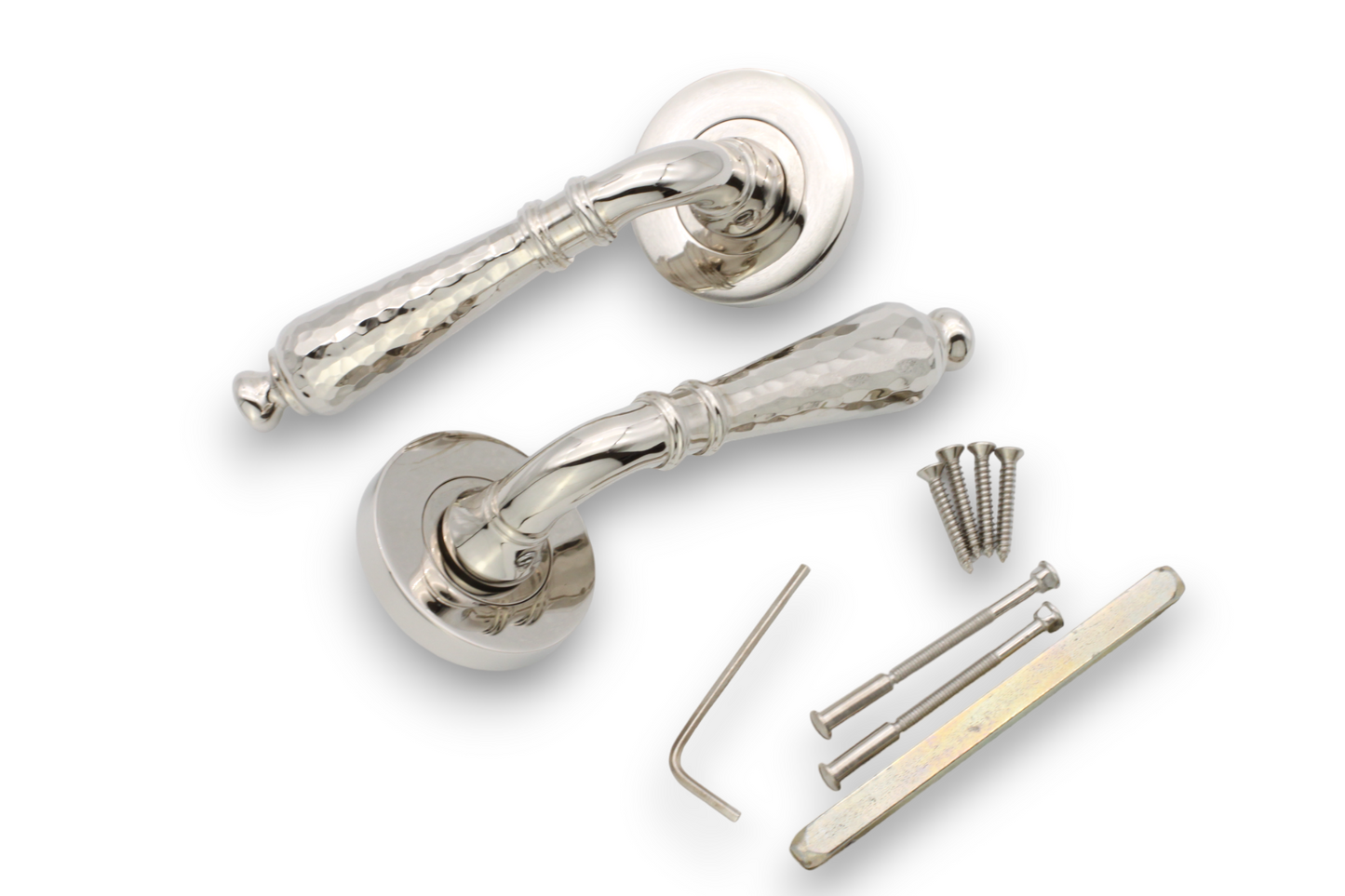 Levier noisette martelé sur nickel poli rose