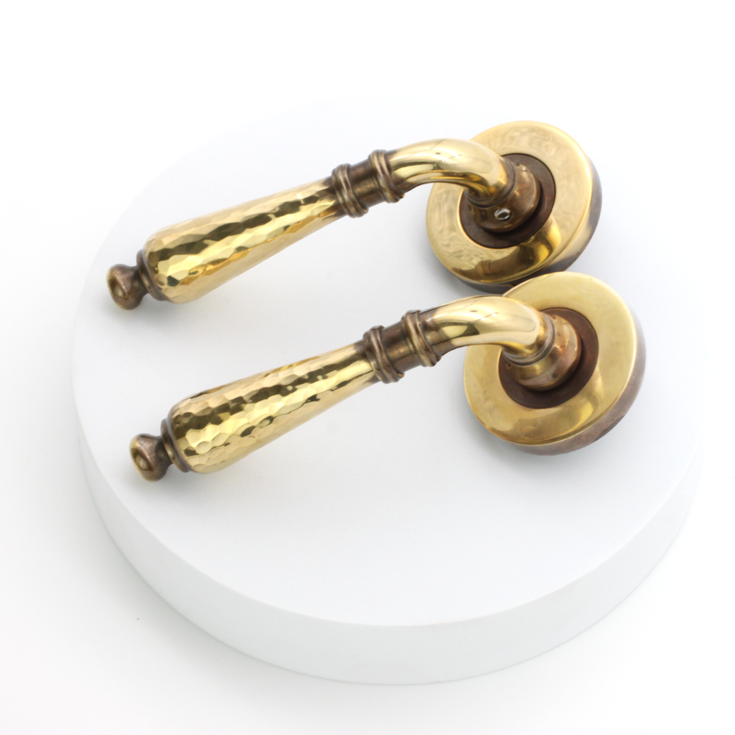 Hammered Hazel Lever on Rose Aged Brass