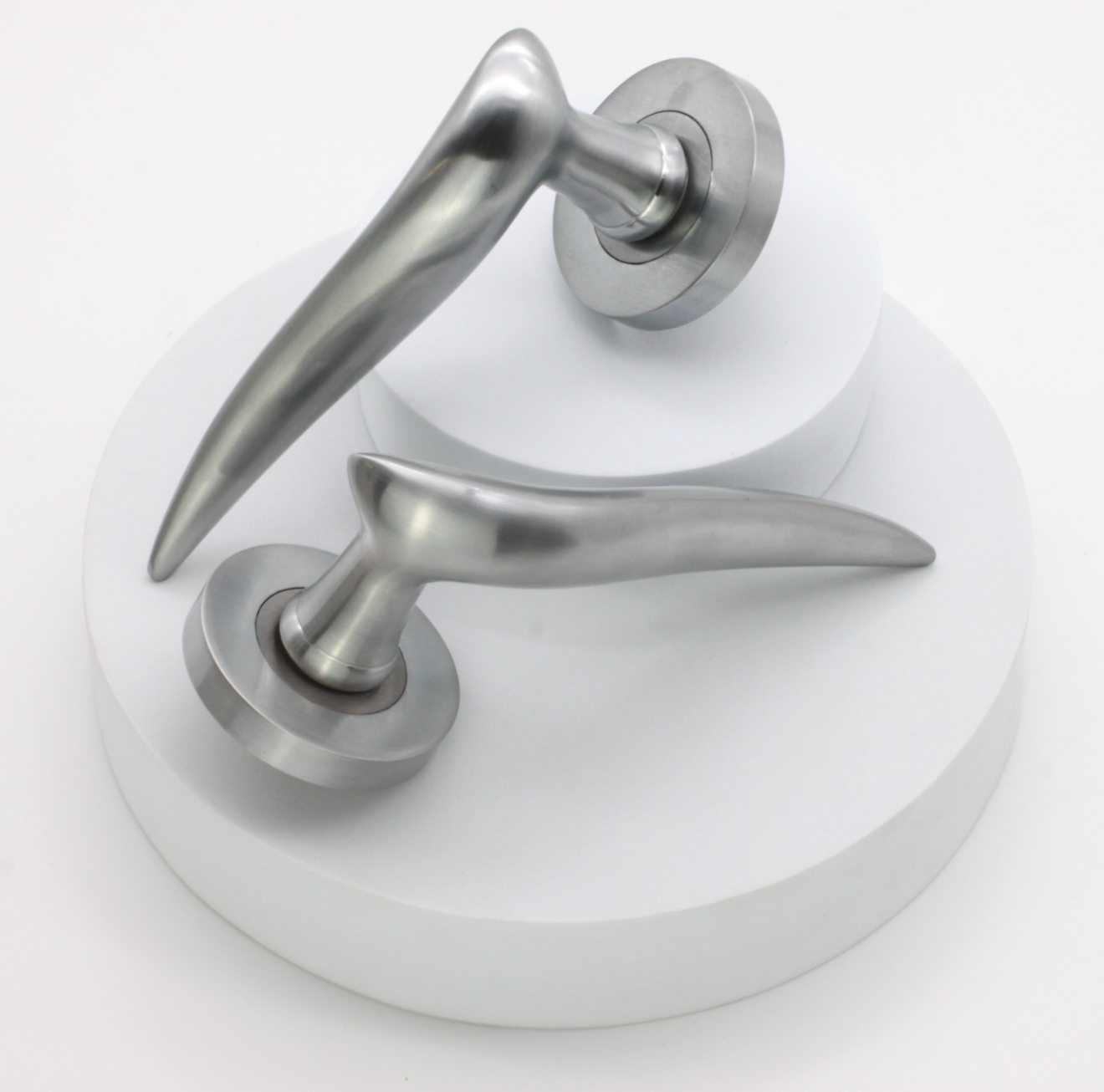 Satin Chrome Lever on Rose Door Handle Home Decor