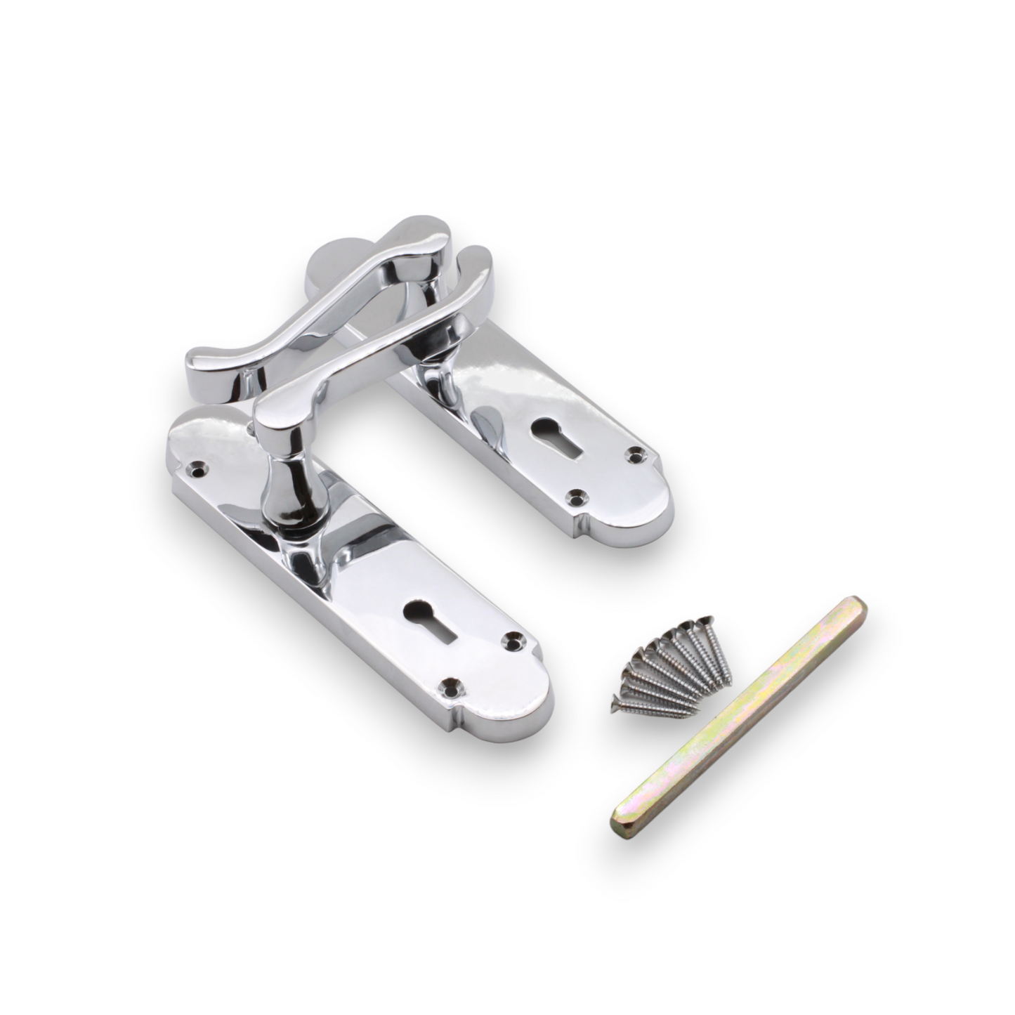 Polished Chrome Lever on Backplate Lock Door Handle Home Decor